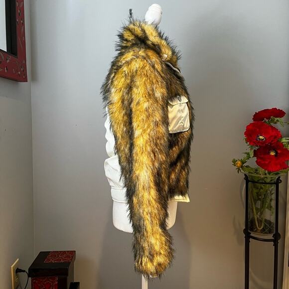 NEW Blanc Noir Faux Fur Reversible Puffer Winter Apres Ski Jacket Natural M NWT - Picture 10 of 16